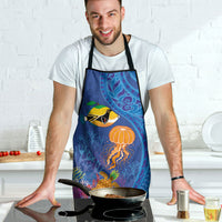 Hawaiian Funny Fruits Sea Animals Apron Mango Reef Triggerfish and Pineapple Turtle and Mandarin Jellyfish LT03 - Polynesian Pride