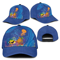 Hawaiian Funny Fruits Sea Animals Classic Cap Mango Reef Triggerfish and Pineapple Turtle and Mandarin Jellyfish LT03 - Polynesian Pride