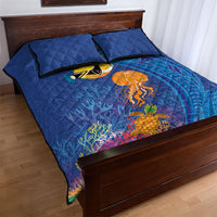 Hawaiian Funny Fruits Sea Animals Quilt Bed Set Mango Reef Triggerfish and Pineapple Turtle and Mandarin Jellyfish LT03 - Polynesian Pride