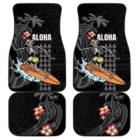 Hawaiian Halloween Skeleton Surfing Car Mats Polynesian Tribal Tattoo and Hawaiian Pattern
