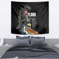 Hawaiian Halloween Skeleton Surfing Tapestry Polynesian Tribal Tattoo and Hawaiian Pattern LT03 - Polynesian Pride
