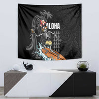 Hawaiian Halloween Skeleton Surfing Tapestry Polynesian Tribal Tattoo and Hawaiian Pattern LT03 - Polynesian Pride