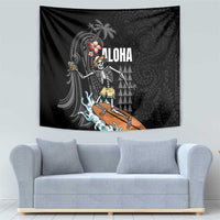 Hawaiian Halloween Skeleton Surfing Tapestry Polynesian Tribal Tattoo and Hawaiian Pattern LT03 - Polynesian Pride