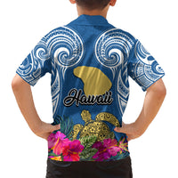 Hawaii Lanai Island Family Matching Puletasi Dress and Hawaiian Shirt Hibiscus Turle and Map with Polynesian Spiral LT03 - Polynesian Pride