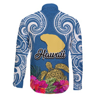 Hawaii Lanai Island Family Matching Off Shoulder Short Dress and Hawaiian Shirt Hibiscus Turle and Map with Polynesian Spiral LT03 - Polynesian Pride