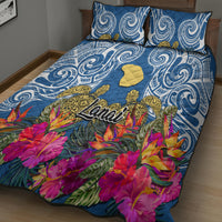 Hawaii Lanai Island Quilt Bed Set Hibiscus Turle and Map with Polynesian Spiral LT03 - Polynesian Pride