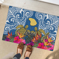 Hawaii Lanai Island Rubber Doormat Hibiscus Turle and Map with Polynesian Spiral LT03 - Polynesian Pride