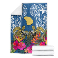 Custom Hawaii Lanai Island Blanket Hibiscus Turle and Map with Polynesian Spiral LT03 - Polynesian Pride