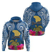 Custom Hawaii Lanai Island Hoodie Hibiscus Turle and Map with Polynesian Spiral LT03 - Polynesian Pride