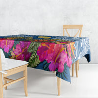 Custom Hawaii Lanai Island Tablecloth Hibiscus Turle and Map with Polynesian Spiral LT03 - Polynesian Pride