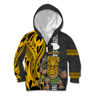 Hawaii Lanai Island Kid Hoodie Hawaiian Warrior and Kakau Symbols Abstract Tattoo LT03 - Polynesian Pride
