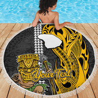 Custom Hawaii Lanai Island Beach Blanket Hawaiian Warrior and Kakau Symbols Abstract Tattoo LT03 - Wonder Print Shop