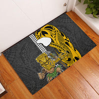 Custom Hawaii Lanai Island Rubber Doormat Hawaiian Warrior and Kakau Symbols Abstract Tattoo LT03 Yellow - Polynesian Pride