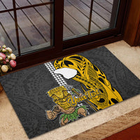 Custom Hawaii Lanai Island Rubber Doormat Hawaiian Warrior and Kakau Symbols Abstract Tattoo LT03 - Polynesian Pride
