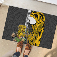 Custom Hawaii Lanai Island Rubber Doormat Hawaiian Warrior and Kakau Symbols Abstract Tattoo LT03 - Polynesian Pride