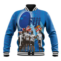 Fiji Rugby Sevens Baseball Jacket Commemorate Gold Medal - Rio de Janeiro 2016 LT03 Unisex Blue - Polynesian Pride