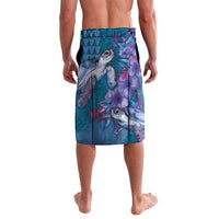 Hawaiian Turtle Love Couple Lavalava - Sweet Hibiscus and Kakau Pattern Sapphire Color LT03 - Polynesian Pride