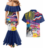 Hawaii Great Aloha Run 40th Anniversary Couples Matching Mermaid Dress and Hawaiian Shirt Hibiscus and Kakau Pattern LT03 - Polynesian Pride