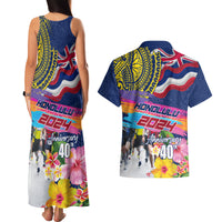 Hawaii Great Aloha Run 40th Anniversary Couples Matching Tank Maxi Dress and Hawaiian Shirt Hibiscus and Kakau Pattern LT03 - Polynesian Pride