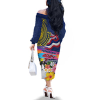 Hawaii Great Aloha Run 40th Anniversary Family Matching Off Shoulder Long Sleeve Dress and Hawaiian Shirt Hibiscus and Kakau Pattern LT03 - Polynesian Pride