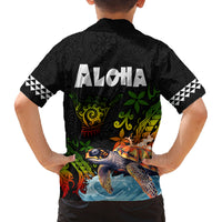 Hawaii Lei Day Family Matching Off The Shoulder Long Sleeve Dress and Hawaiian Shirt Hibiscus Wreath and Polynesian Pattern