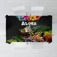 Hawaii Lei Day Tablecloth Hibiscus Wreath and Polynesian Pattern LT03 Black - Polynesian Pride