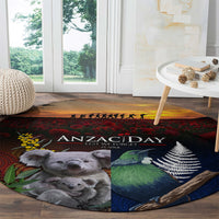 Australia and New Zealand ANZAC Day Round Carpet Tui Bird and Koala mix Maori and Aboriginal Pattern LT03 - Polynesian Pride
