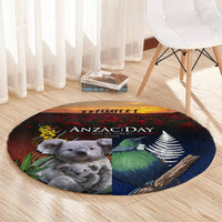 Australia and New Zealand ANZAC Day Round Carpet Tui Bird and Koala mix Maori and Aboriginal Pattern LT03 - Polynesian Pride