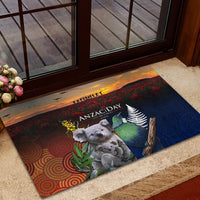 Australia and New Zealand ANZAC Day Rubber Doormat Tui Bird and Koala mix Maori and Aboriginal Pattern LT03 - Polynesian Pride