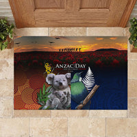 Australia and New Zealand ANZAC Day Rubber Doormat Tui Bird and Koala mix Maori and Aboriginal Pattern LT03 - Polynesian Pride