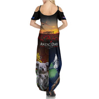 Australia and New Zealand ANZAC Day Summer Maxi Dress Tui Bird and Koala mix Maori and Aboriginal Pattern LT03 - Polynesian Pride