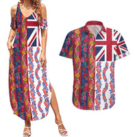Hawaiian Lei Couples Matching Summer Maxi Dress and Hawaiian Shirt National Flag Striped Style
