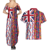 Hawaiian Lei Couples Matching Summer Maxi Dress and Hawaiian Shirt National Flag Striped Style