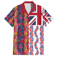 Hawaiian Lei Family Matching Off Shoulder Maxi Dress and Hawaiian Shirt National Flag Striped Style LT03 Dad's Shirt - Short Sleeve Red - Polynesian Pride