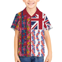 Hawaiian Lei Family Matching Off Shoulder Maxi Dress and Hawaiian Shirt National Flag Striped Style LT03 Son's Shirt Red - Polynesian Pride