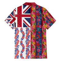Hawaiian Lei Family Matching Tank Maxi Dress and Hawaiian Shirt National Flag Striped Style