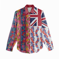 Hawaiian Lei Women Casual Shirt National Flag Striped Style