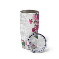 Hawaiian Hibiscus and Art Polynesian Tattoo Tumbler Cup White Color