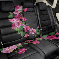 Hawaiian Hibiscus and Art Polynesian Tattoo Back Car Seat Cover Black Color