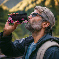 Hawaiian Hibiscus and Art Polynesian Tattoo 4 in 1 Can Cooler Tumbler Black Color