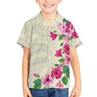 Hawaiian Hibiscus and Art Polynesian Tattoo Hawaiian Shirt Beige Color
