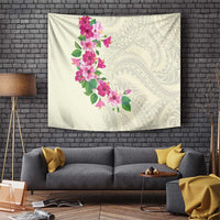 Hawaiian Hibiscus and Art Polynesian Tattoo Tapestry Beige Color LT03 Beige - Polynesian Pride
