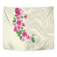 Hawaiian Hibiscus and Art Polynesian Tattoo Tapestry Beige Color LT03 - Polynesian Pride