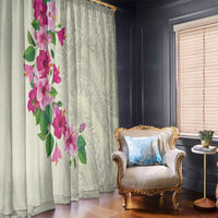 Hawaiian Hibiscus and Art Polynesian Tattoo Window Curtain Beige Color