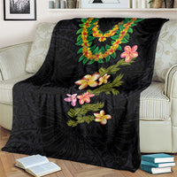 Hawaiian Lei Plumeria and Tropical Leaves Blanket Watercolor Style LT03 - Polynesian Pride