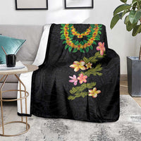 Hawaiian Lei Plumeria and Tropical Leaves Blanket Watercolor Style LT03 - Polynesian Pride