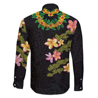 Hawaiian Lei Plumeria and Tropical Leaves Family Matching Off Shoulder Maxi Dress and Hawaiian Shirt Watercolor Style LT03 - Polynesian Pride