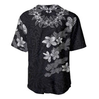 Hawaiian Lei Plumeria and Tropical Leaves Baseball Jersey Watercolor Style-Grayscale LT03 - Polynesian Pride
