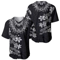 Hawaiian Lei Plumeria and Tropical Leaves Baseball Jersey Watercolor Style-Grayscale LT03 - Polynesian Pride