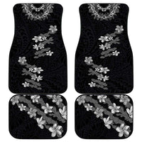 Hawaiian Lei Plumeria and Tropical Leaves Car Mats Watercolor Style-Grayscale
